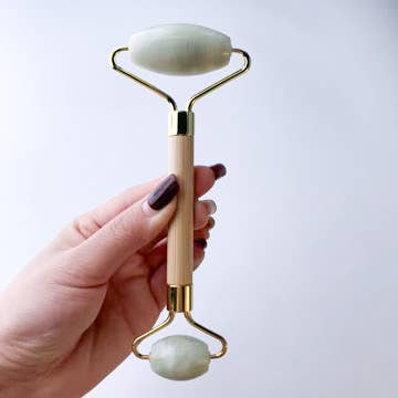 BOUTIQUE Bamboo & Jade Facial Roller | Off White